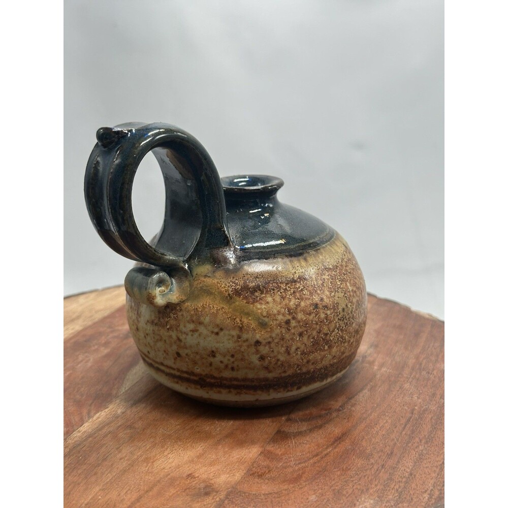 Chamberlain Pottery Drip Glaze Oil Lamp Jug Clear Lake Iowa Signed